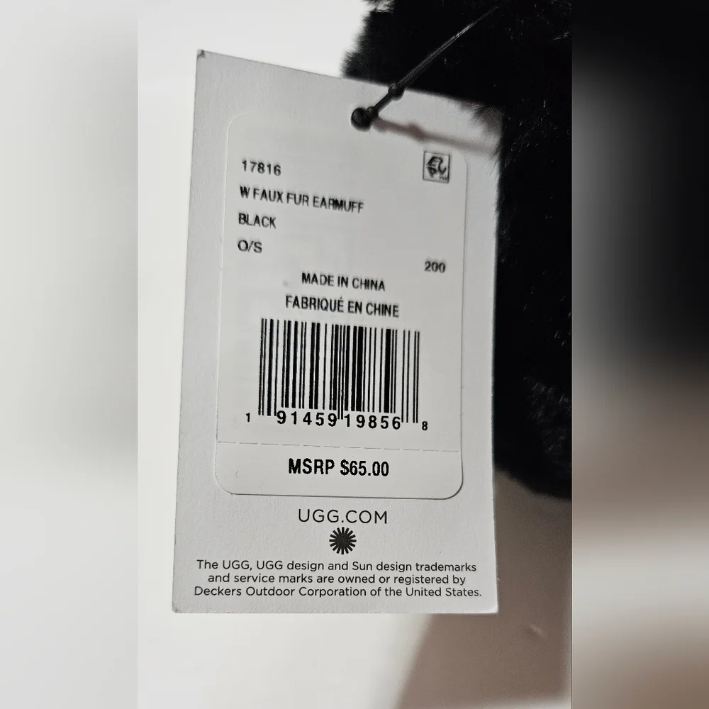 UGG Classic Black Faux Fur Earmuffs - Picture 3 of 6